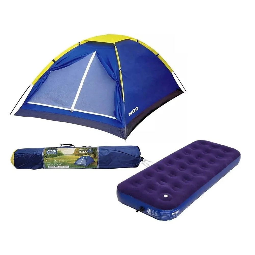 Kit Barraca 2 Pessoas Iglu + Colchão Solteiro Inflável Mor