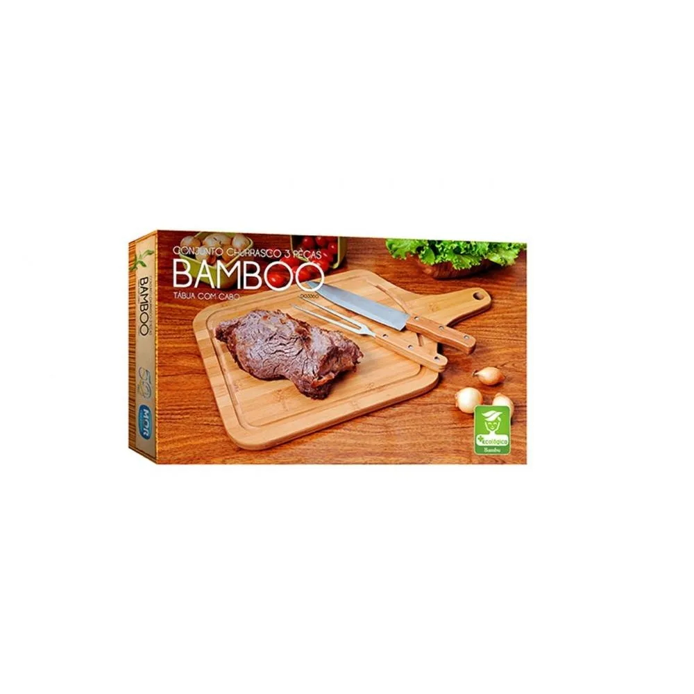 Conjunto Churrasco Bamboo Tabua 30x50cm C/ Cabo - Mor
