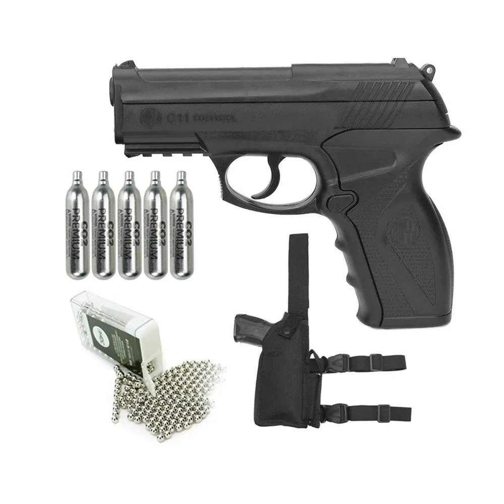 Pistola Pressão Co2 Wg C11 Polímero Esferas Aço 4,5 + Itens