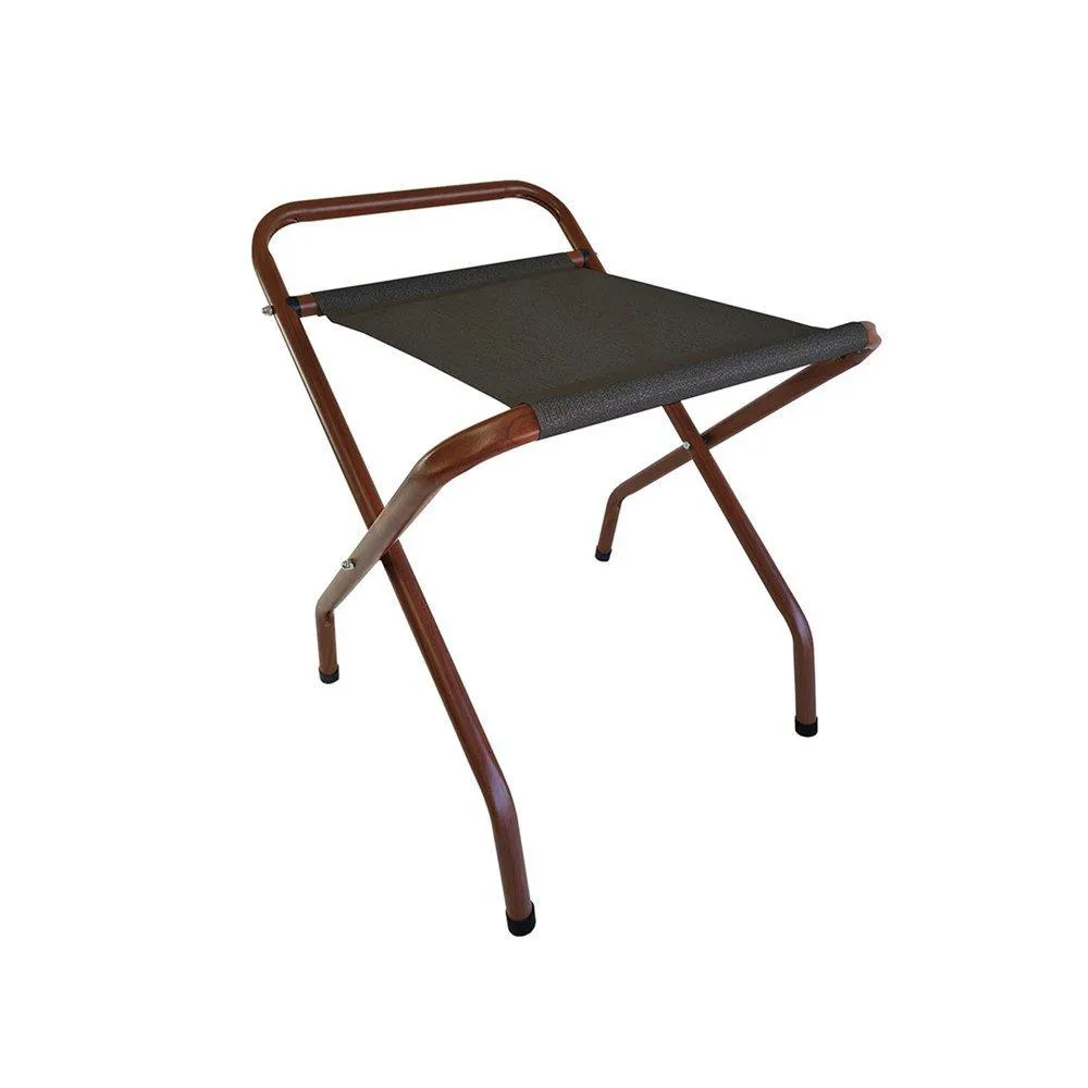 Suporte Mala Amadeirado com Encosto Preto - Zaka  Hoteis