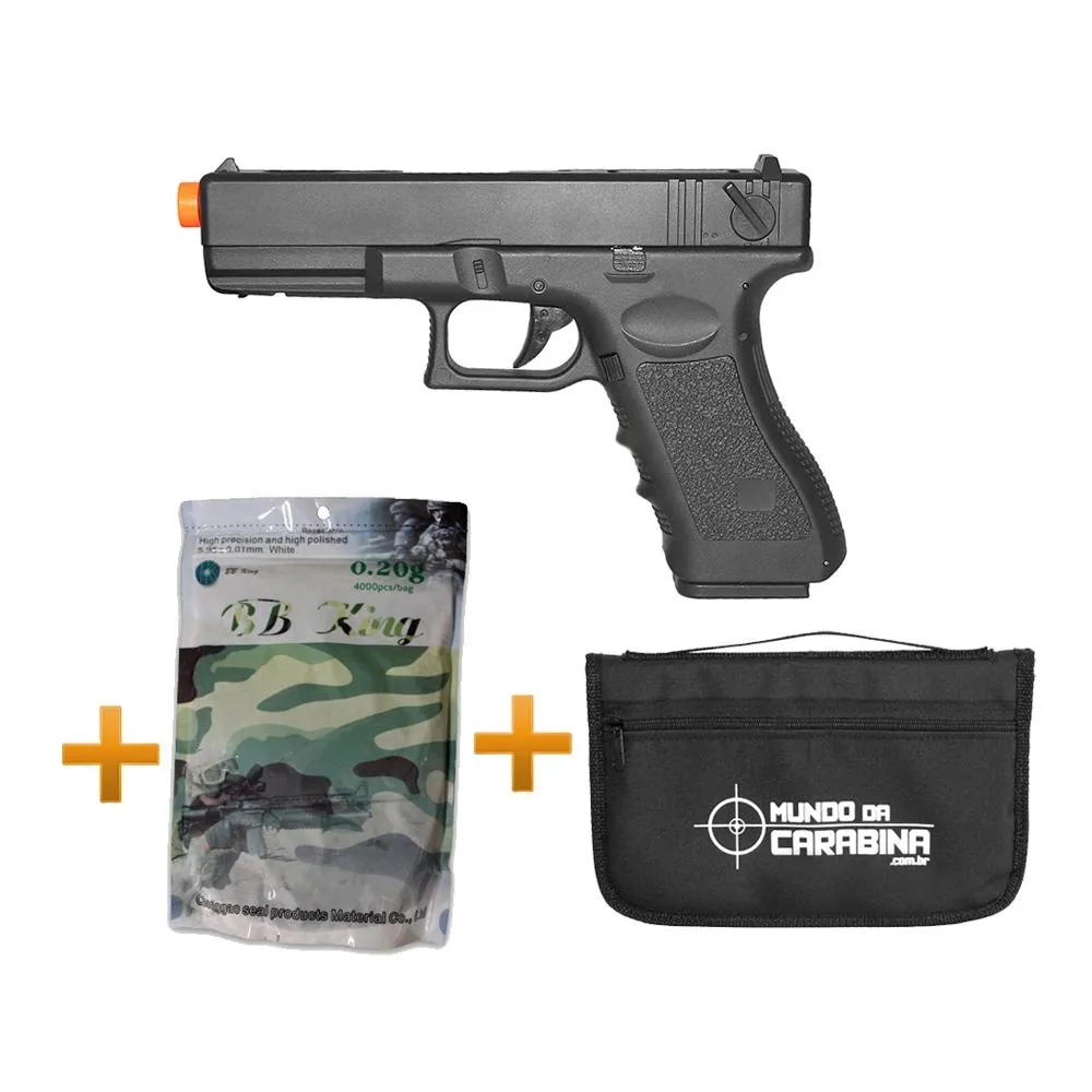 Pistola Airsoft Glock G18c Bivolt + Bbs 0,20g + Capa - Cyma