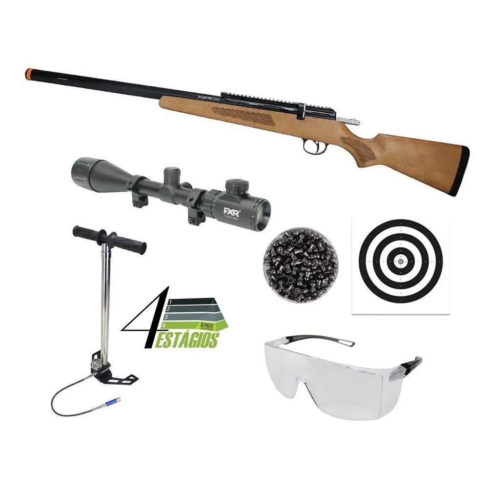 Carabina PCP M30 HELLCAT Madeira 5,5 + Luneta 6-24x50+ Kit