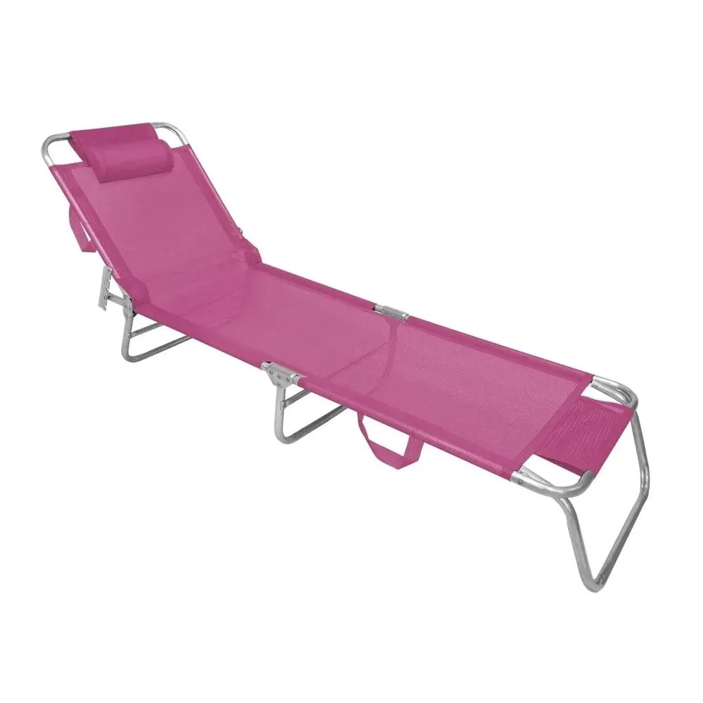 Espreguiçadeira Aluminio Slim Capacidade 100kg Pink Zaka
