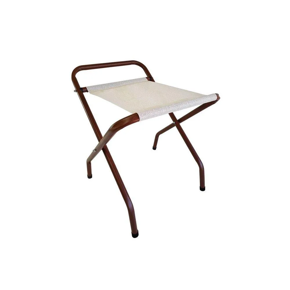 Suporte Mala Amadeirado e Bege com encosto Zaka - Hoteis