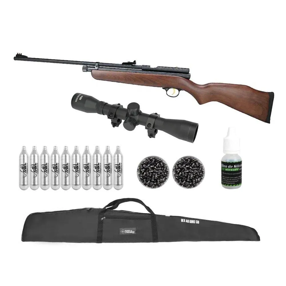 Carabina de Pressão CO2 Beeman QB78E Madeira 5,5 + Kit Pro