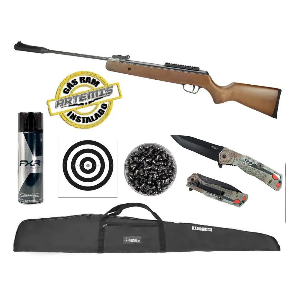 Carabina Black Hawk Wood 70kg 4.5 + Canivete Rocky + Itens