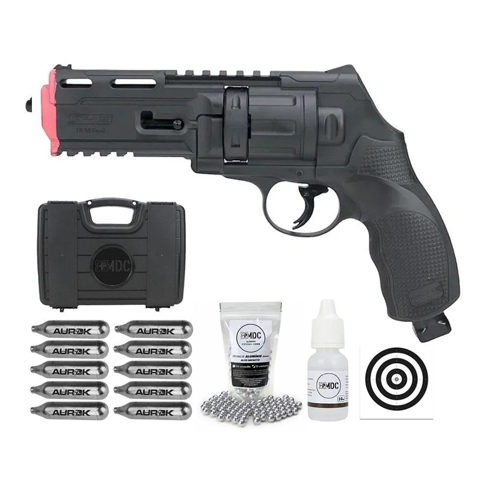 Revólver Pressão CO2 HDR T4F .50 GEN2 LTL+Case+10 Co2+Itens