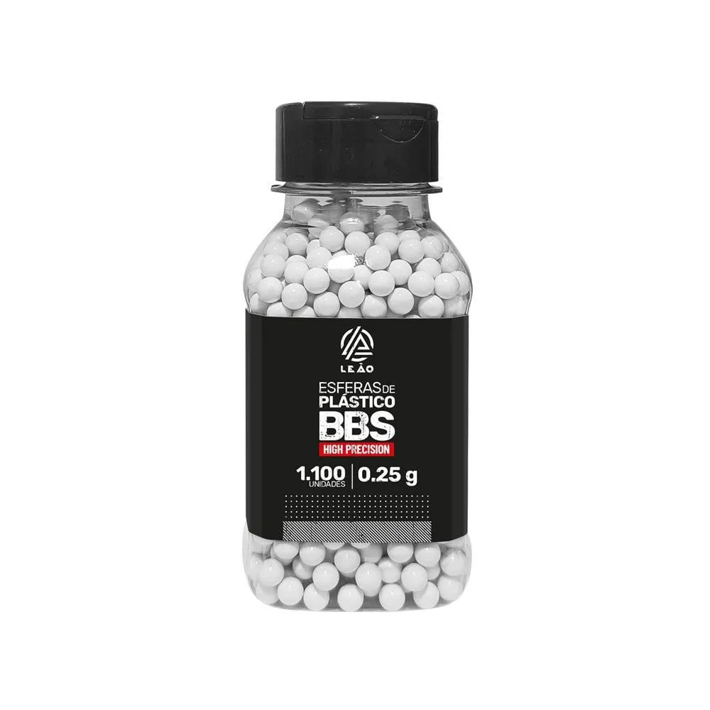 Esfera Munição BBs Airsoft 0.25g 6,0mm 1100und Leão