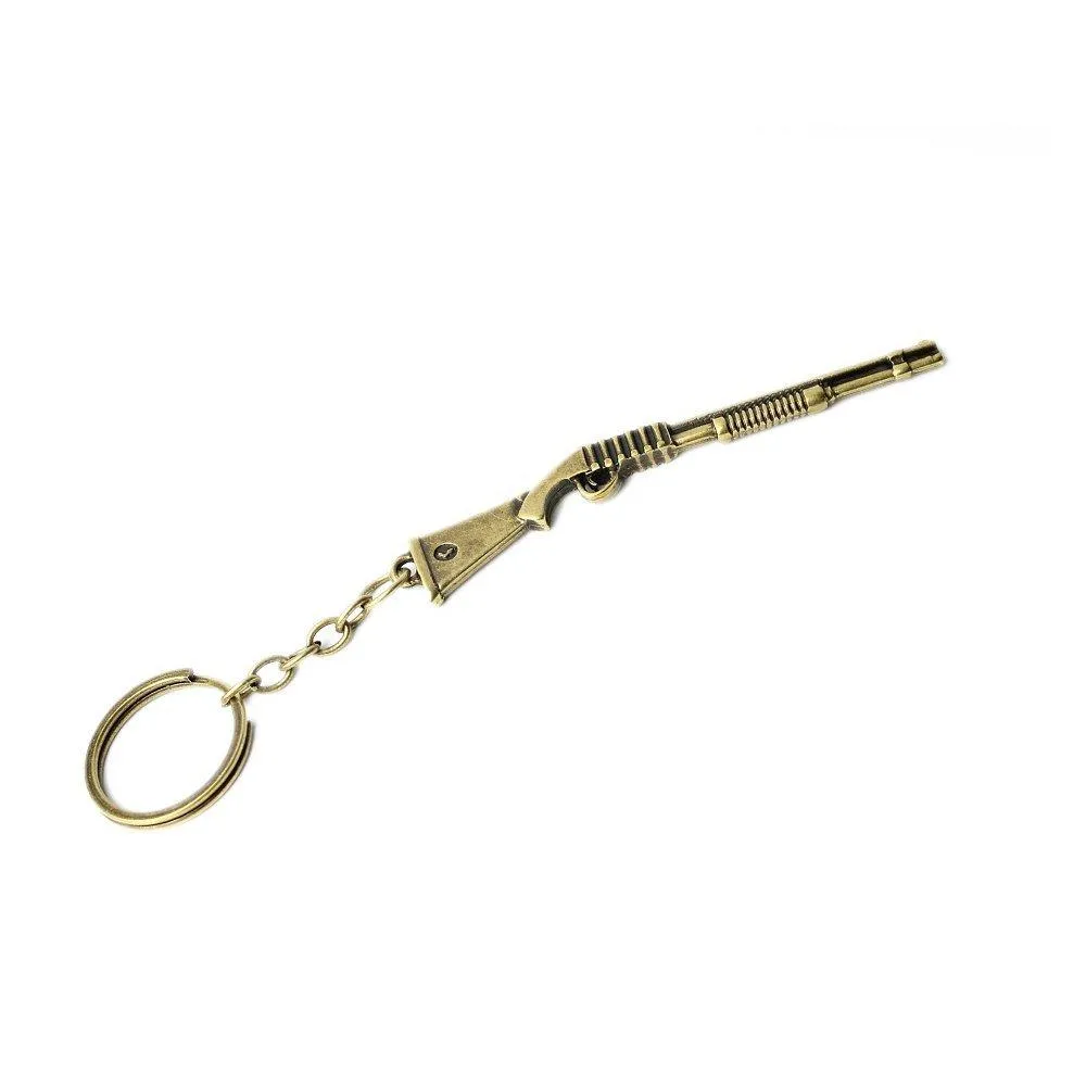 Chaveiro Metal Dourado Envelhecido Escopeta Shotgun