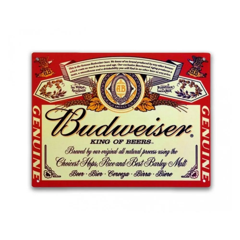 Placa Decorativa - Budweiser - 30x39 Cm - All Classics