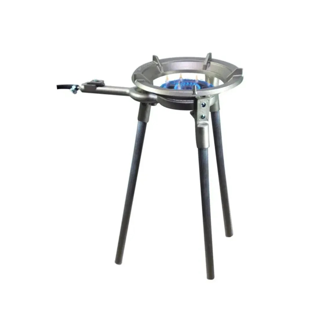 Fogareiro De Alumínio Fundido Com 2 Chamas E Tripé De 40 Cm