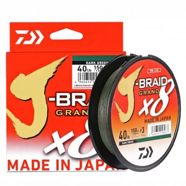 Linha Multifilamento Daiwa J-Braid Grand X8 270m - 30lbs - 0,28mm Dark Green