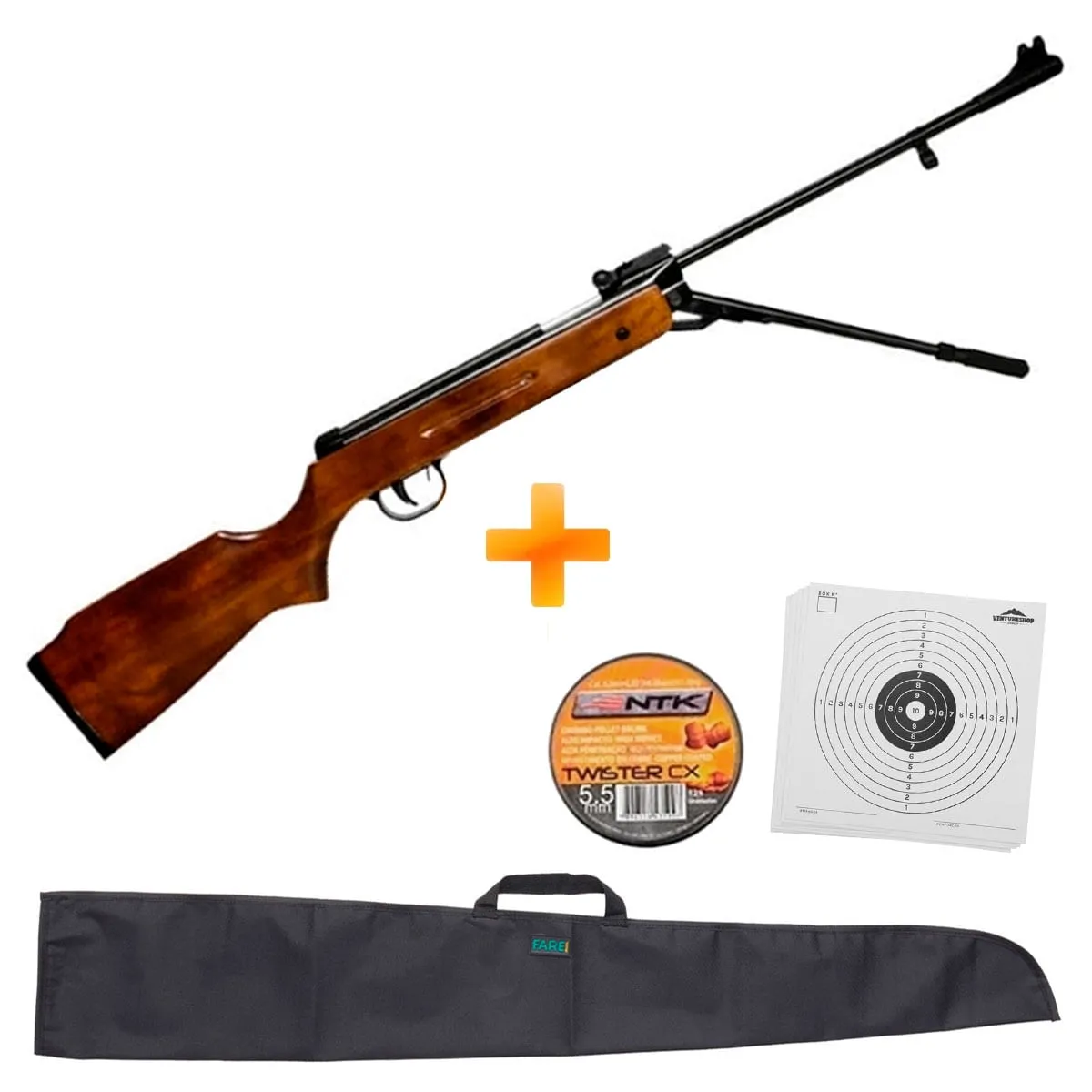 Kit Carabina de Pressão B3-3 5.5mm - By BAM + capa + Chumbinho + Alvos