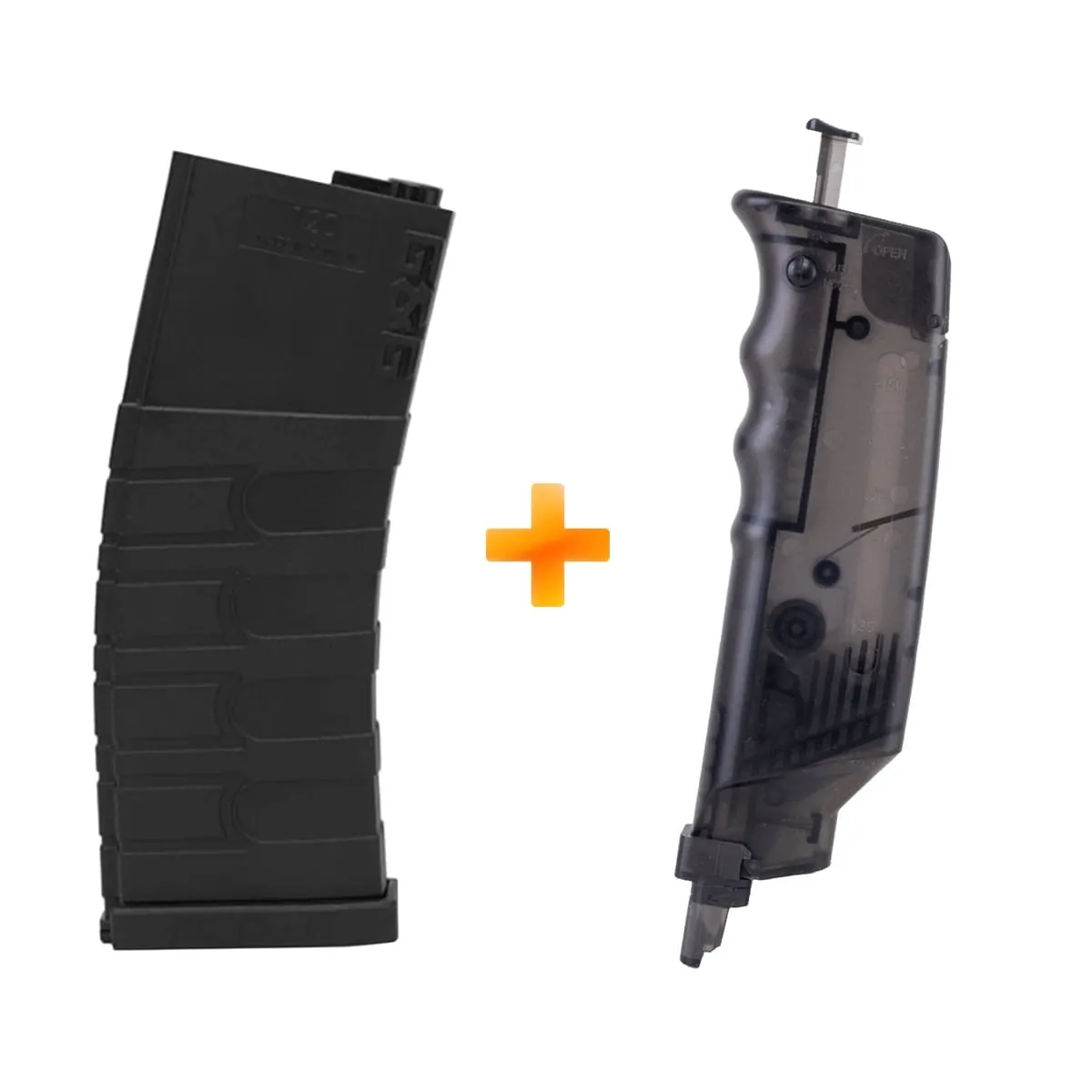 Kit com Magazine para Rifle Airsoft M4 GR16 Mid Cap Black 120 BB's - G&G + Speed Loader
