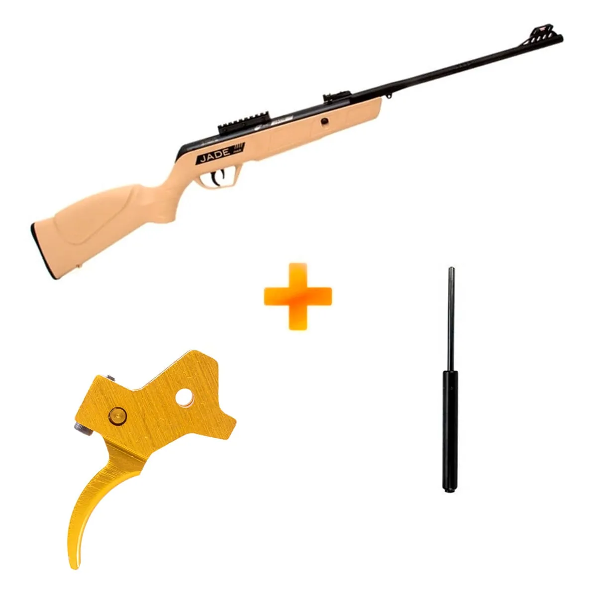 Kit Custom Carabina de Pressão CBC Jade Mais Oxidada Desert 5.5mm com Gás Ram + Gatilho