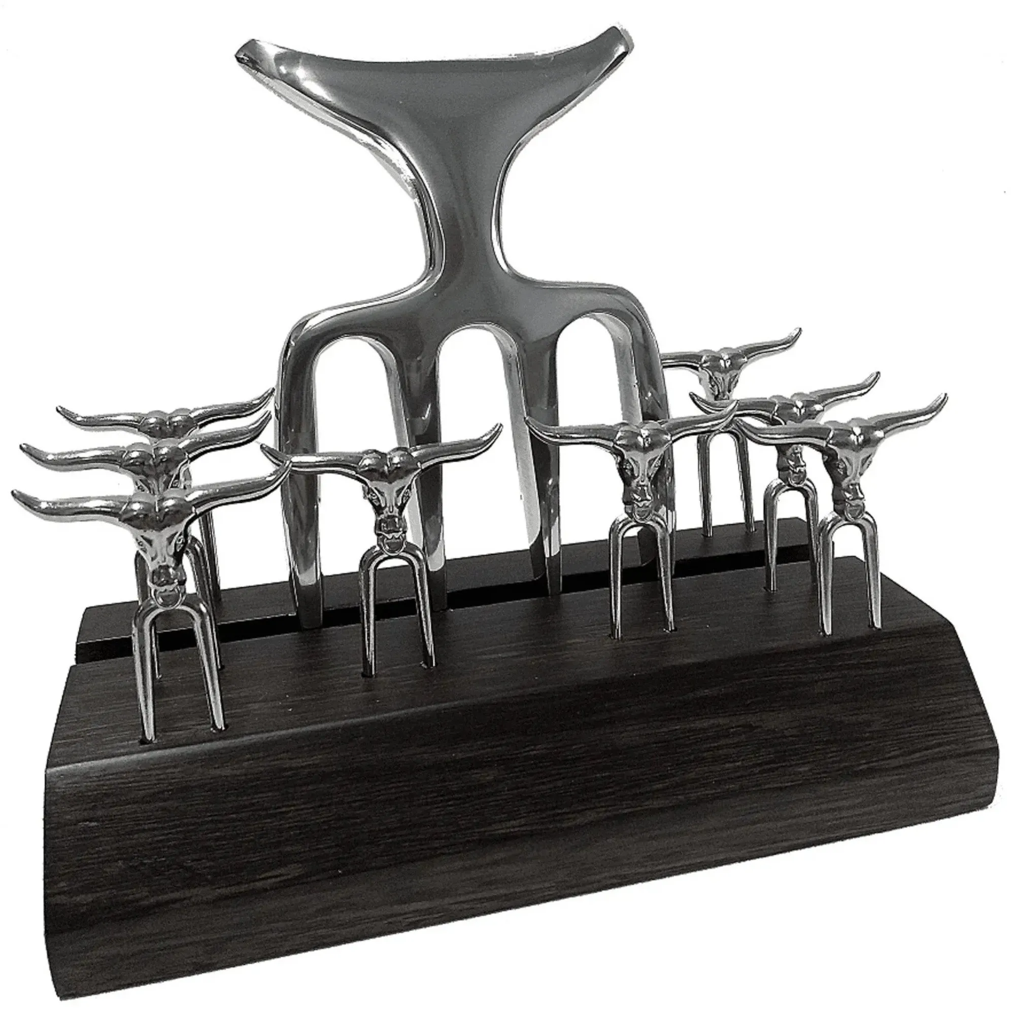 Kit Garfo para Churrasco 4 Pontas Alumínio com 8 Mini Garfos