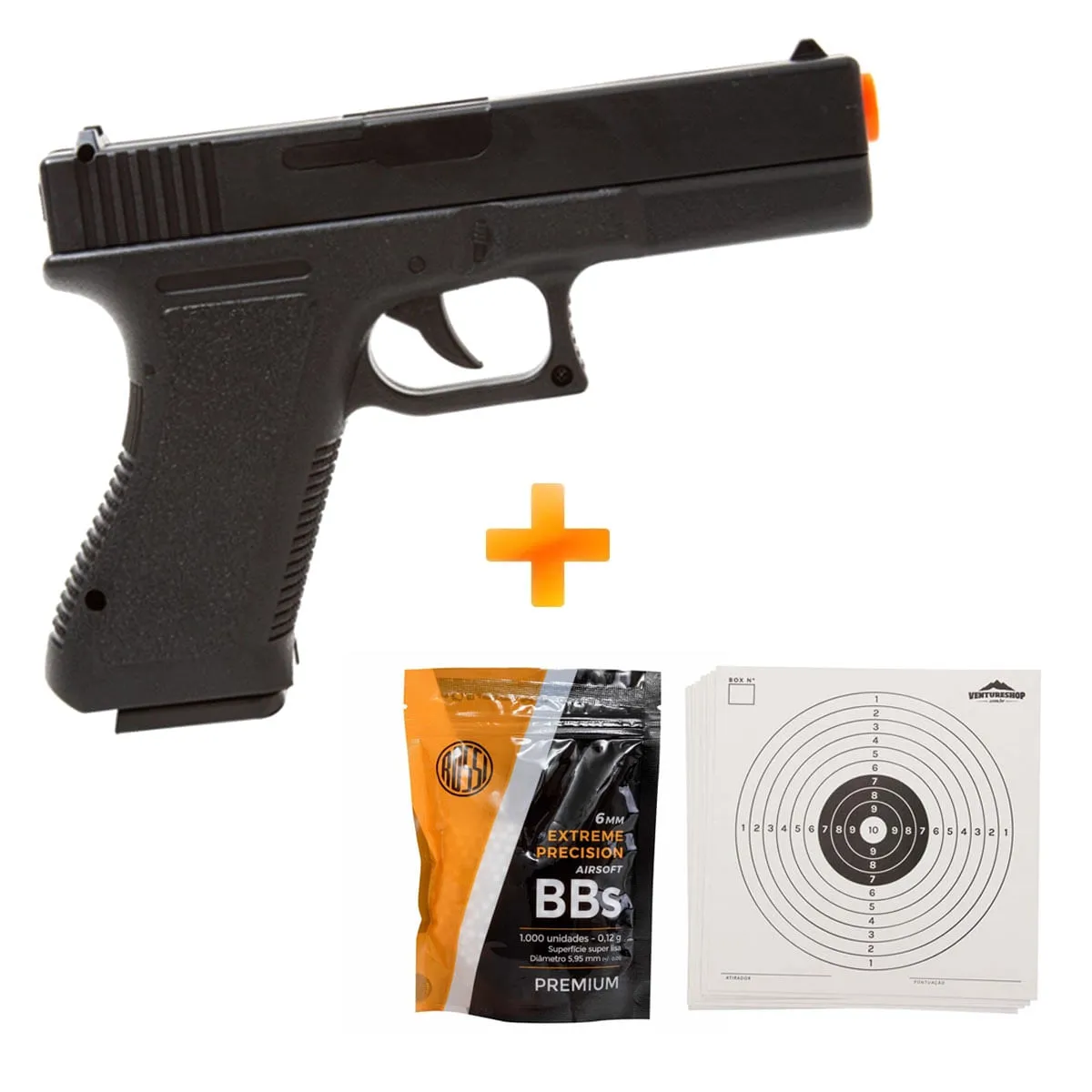 Kit Pistola Airsoft VG GK-V307 Spring 6.0mm - VIGOR + BBs