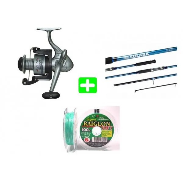 Molinete ARENA 4000 FD + Vara SOLARA Bluestick 10 a 20 Lbs de 1,80 m + 100 metros linha Mono Super Raiglon Soft 0,33 mm