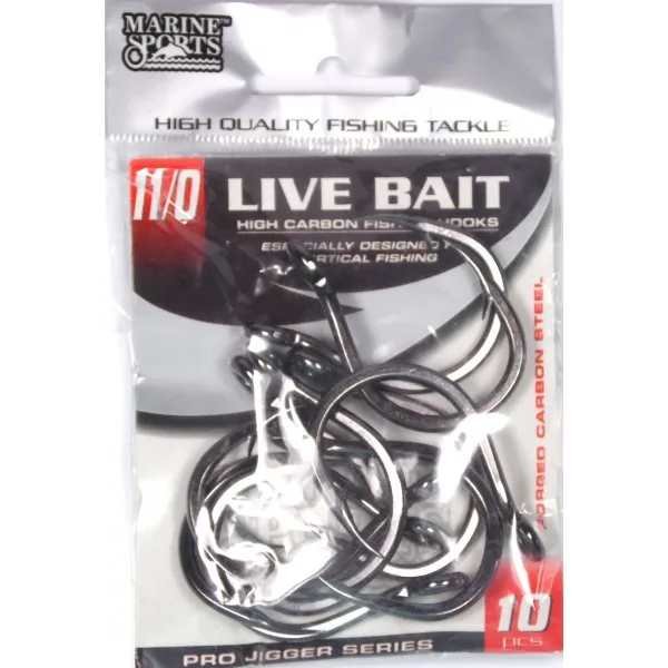 Anzol Marine Sports LIVE BAIT HOOKS - Tamanho 11/0 - cartela c/ 10
