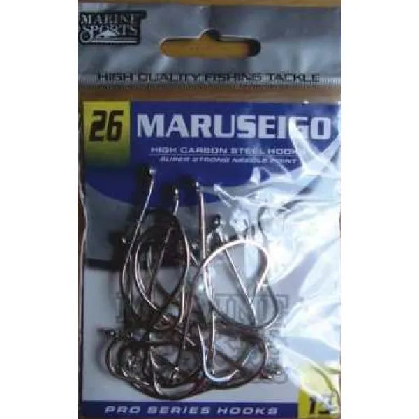 Anzol Marine Sports MARUSEIGO Nickel - Tamanho 26 - cartela c/ 15