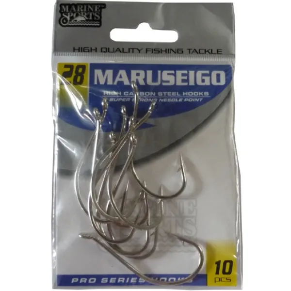 Anzol Marine Sports MARUSEIGO Nickel - Tamanho 28 - cartela c/ 10
