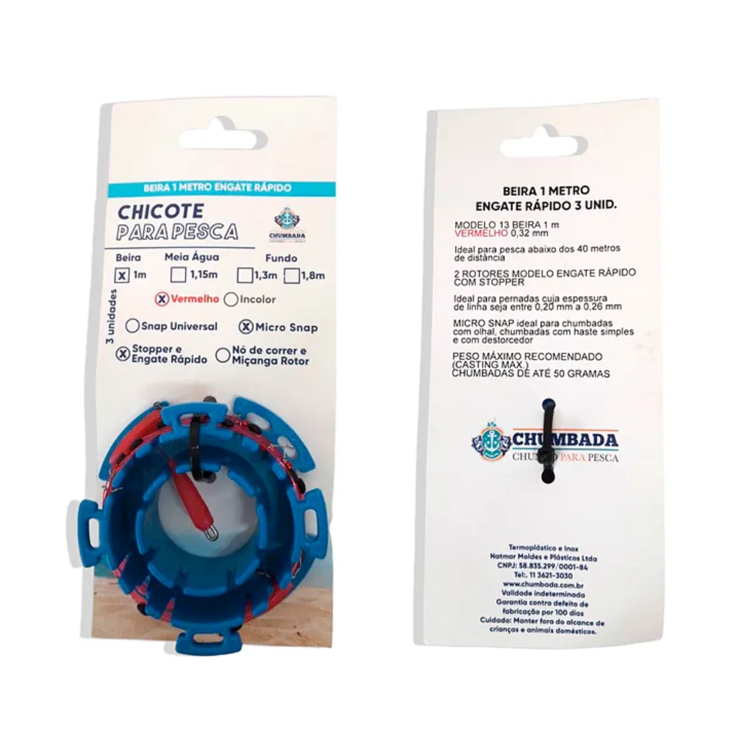 Chicote Pesca de Beira Chumbada Oficial - 1,00m