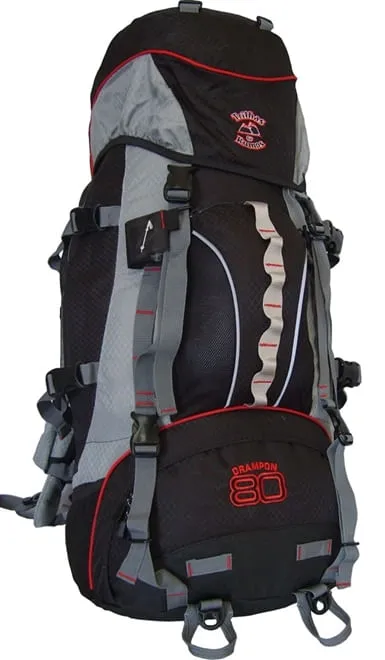 Mochila Cargueira Crampon 80 Litros Preta e Cinza - Trilhas e Rumos