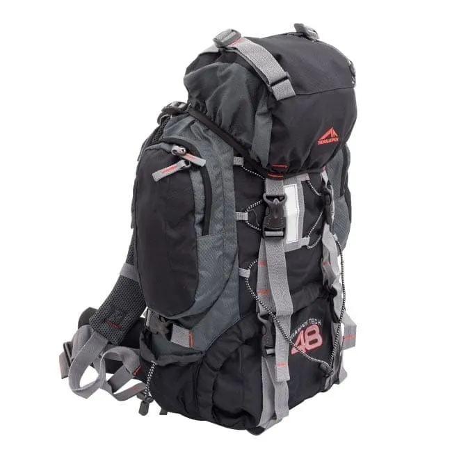 Mochila Crampon Tech 48 Litros Preta e Cinza - Trilhas e Rumos