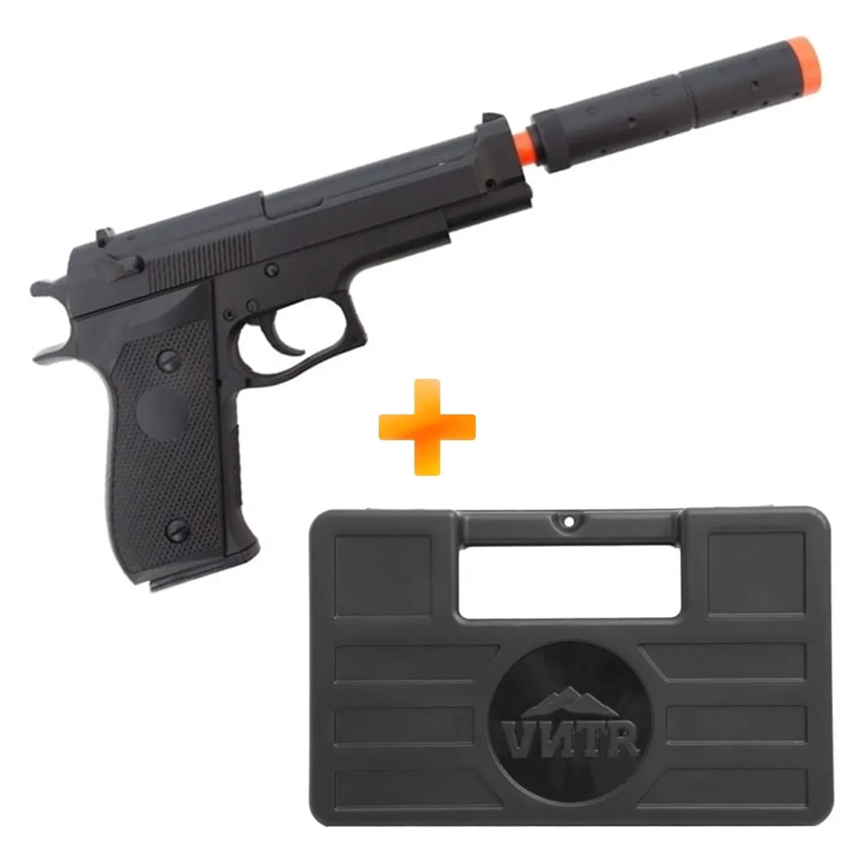 Pistola Airsoft Beretta M22 Spring com Silenciador - Double Eagle + Maleta