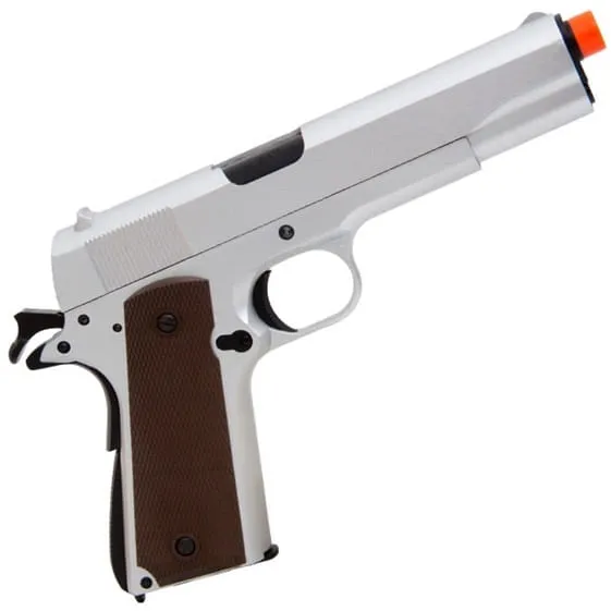 Pistola de Airsoft a Gás GBB Green Gas M1911 A1 R31S Full Metal Silver c/ Blowback