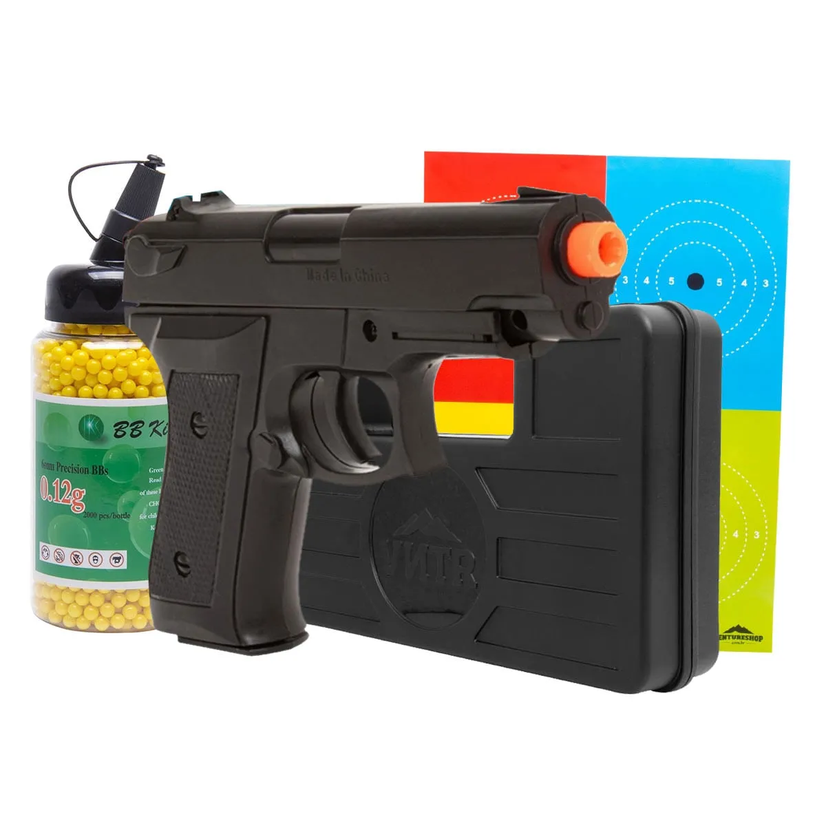 Pistola de Airsoft P1918 Spring - Vigor + Case + Alvo + BBs