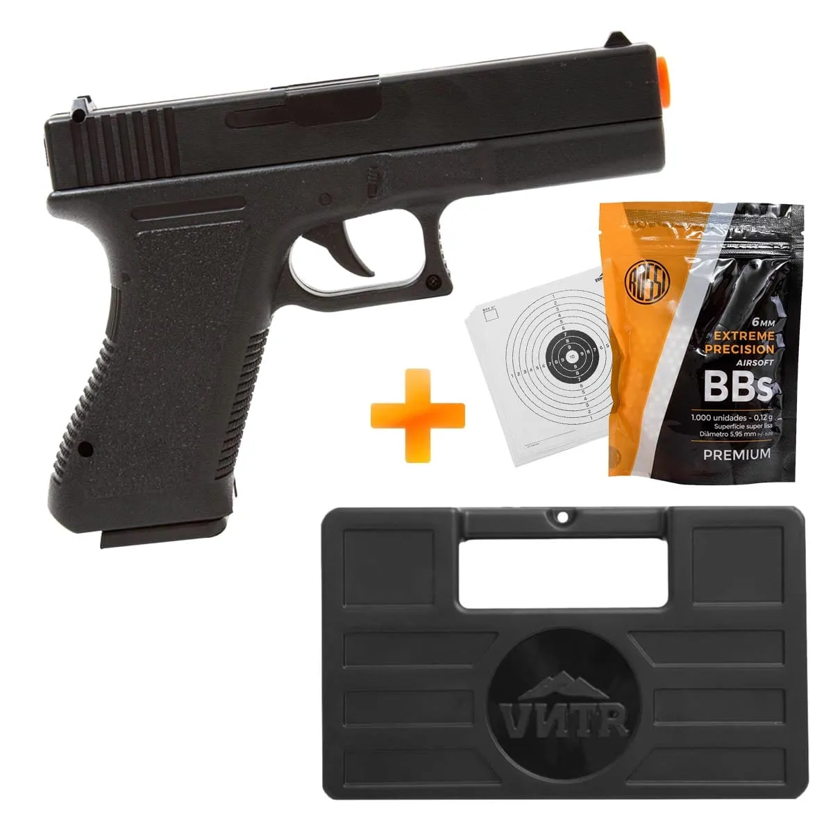 Pistola de Airsoft VG GK-V307 Spring 6.0mm - VIGOR + Maleta + BB's + Alvos