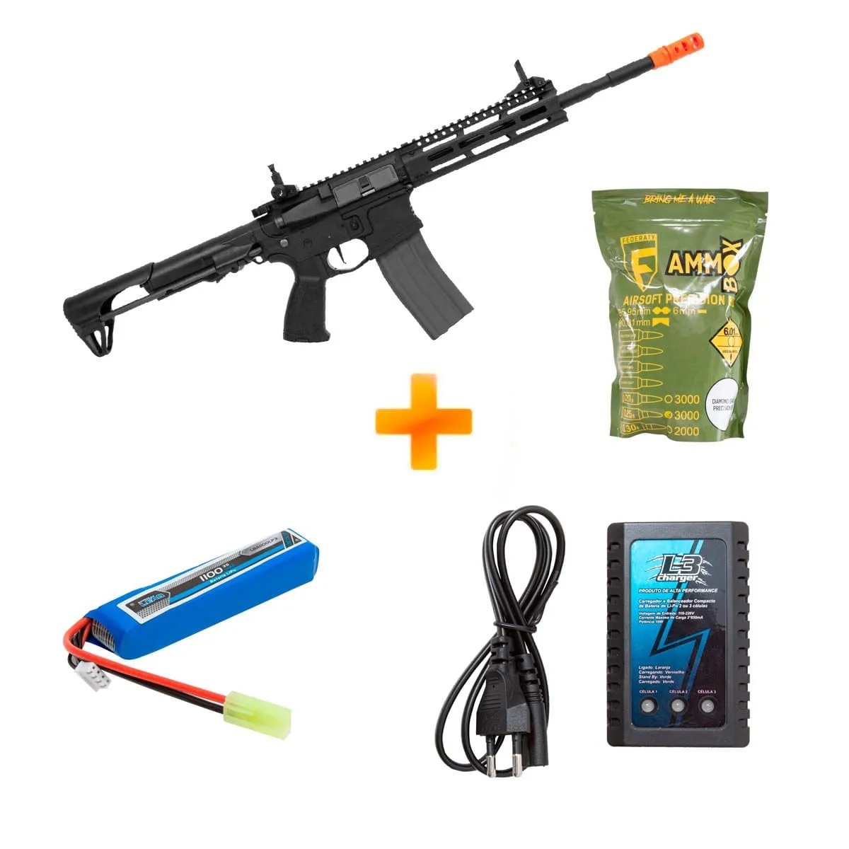 Rifle de Airsoft AEG M4A1 CM16 Raider-L 2.0E G&G + Bateria + Carregador + BBs