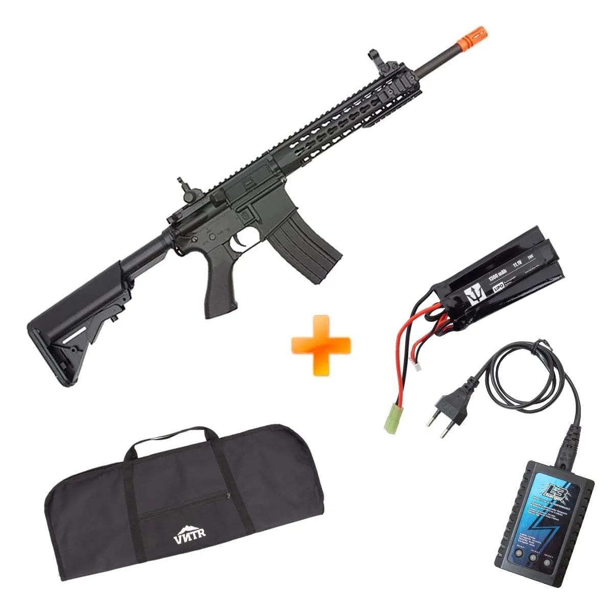 Rifle de Airsoft AEG M4A1 CUSTOM ET CM515S CYMA + BATERIA LIPO 11.1V + CARREGADOR + CAPA