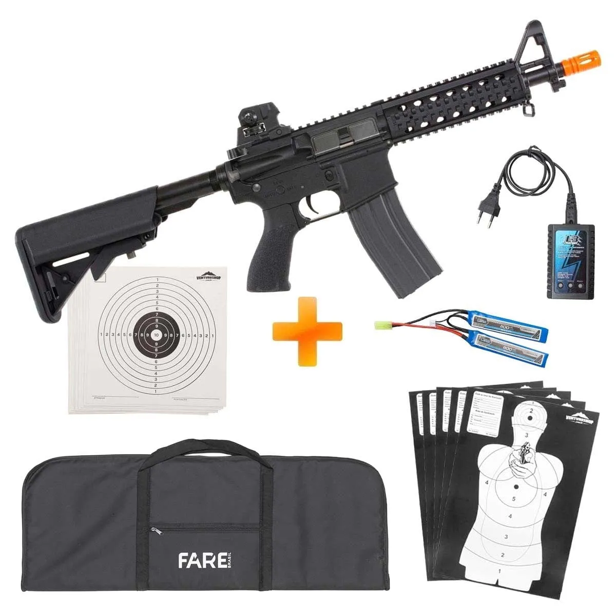 Rifle de Airsoft AEG M4A1 GR-15 Raider-L Blowback - G&G + Capa + Bateria e Carregador + Alvos