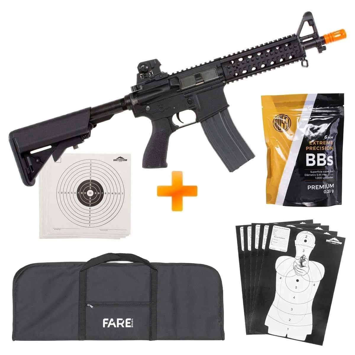 Rifle de Airsoft AEG M4A1 GR-15 Raider-L Blowback - G&G + Capa + BB's + Alvos