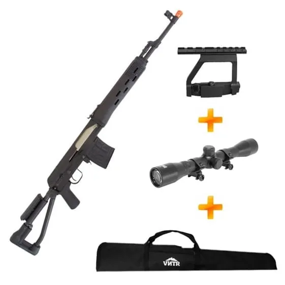Rifle de Airsoft AEG SNIPER SVD Dragunov CM057S FULL METAL CYMA + Luneta + Mount + Capa