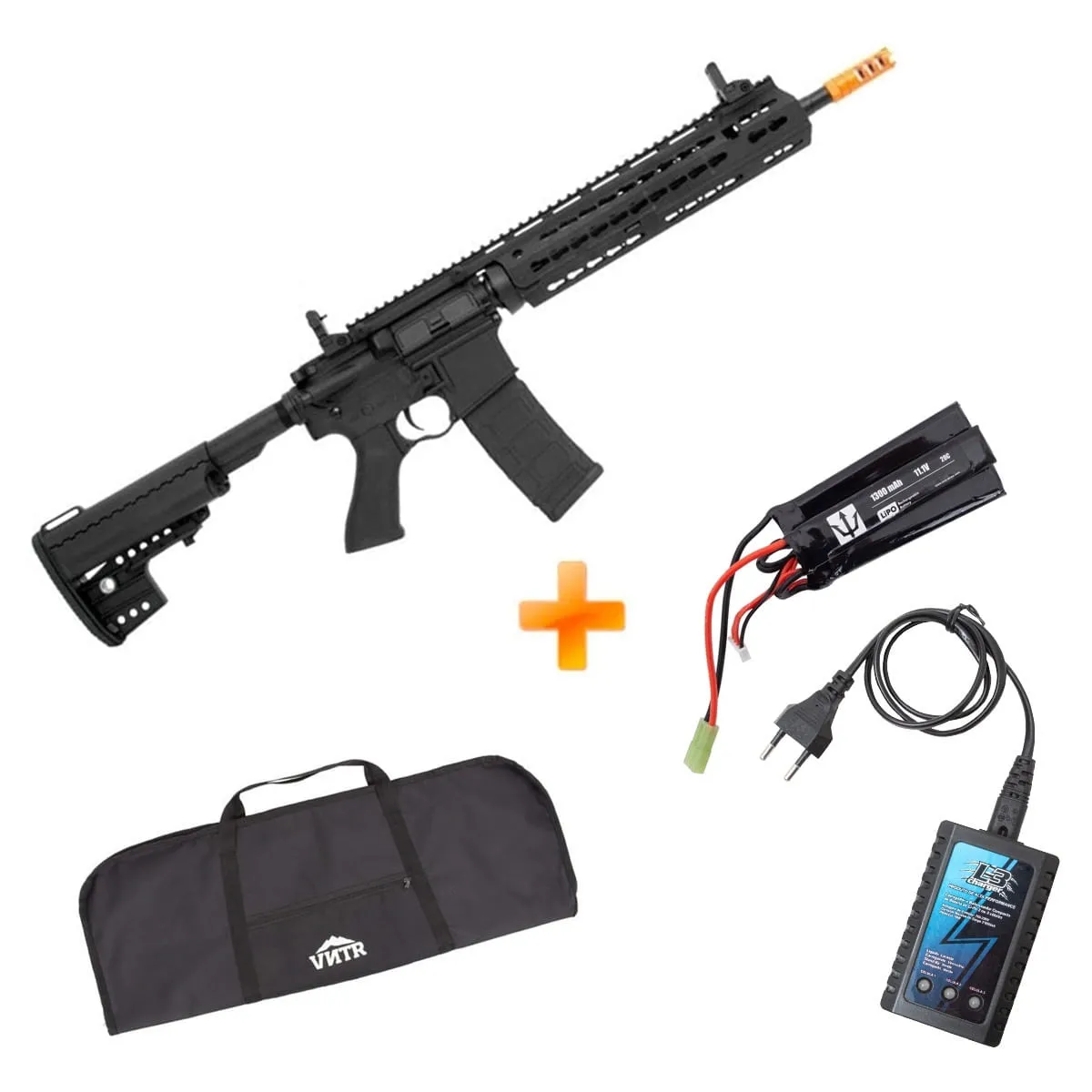 Rifle de Airsoft M4A1 Custom Elétrico ET CM619S CYMA + BATERIA LIPO 11.1V + CARREGADOR + CAPA