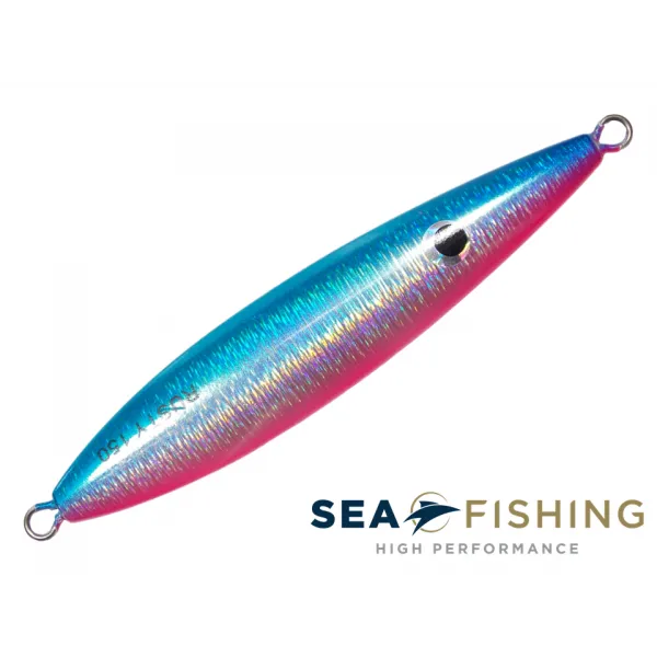 Isca artificial Slow Jig Sea Fishing modelo Rusty 100 g cor Rosa e Azul