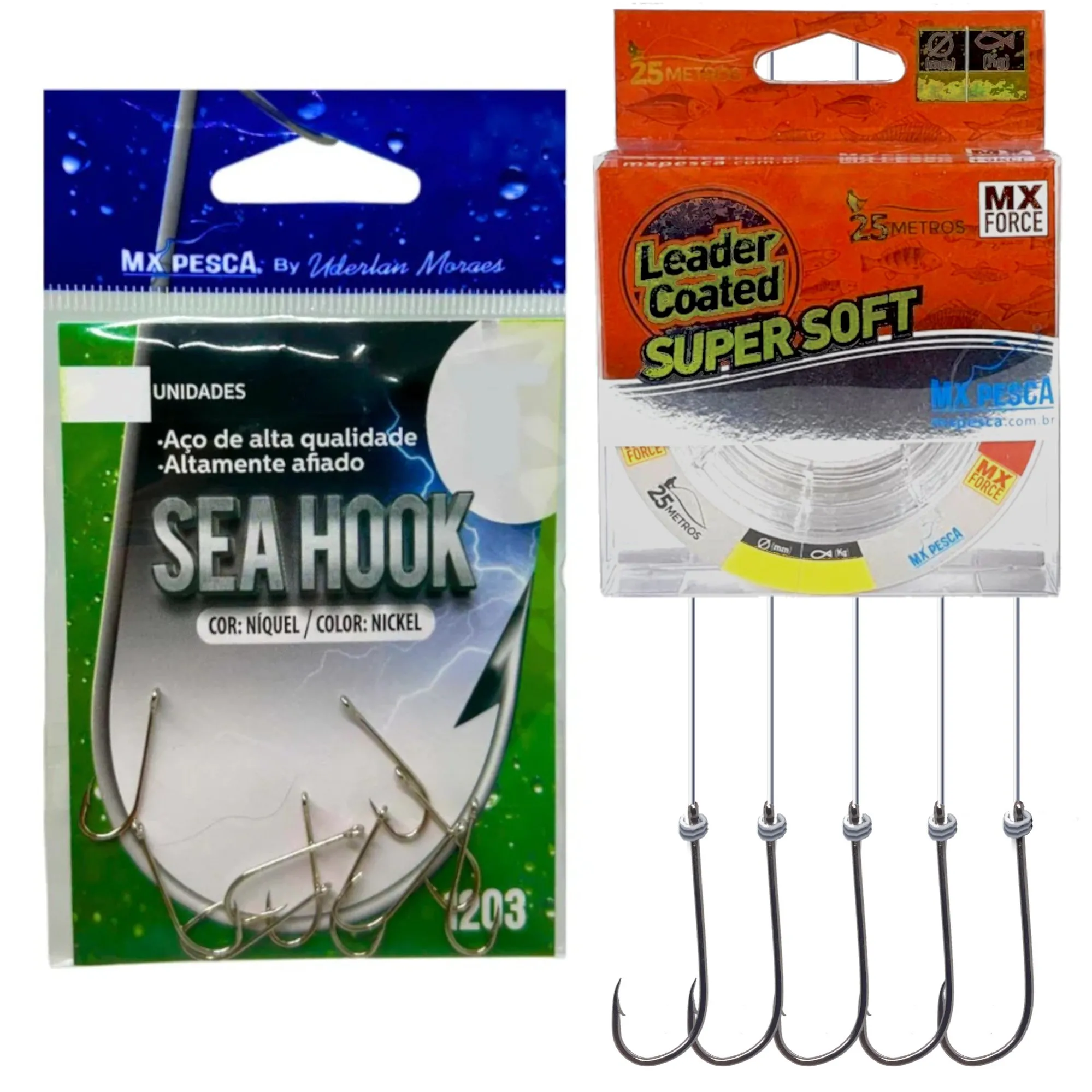 Anzol MX Uderlan Empatado com Flúor Coated Sea Hook - MX Pesca