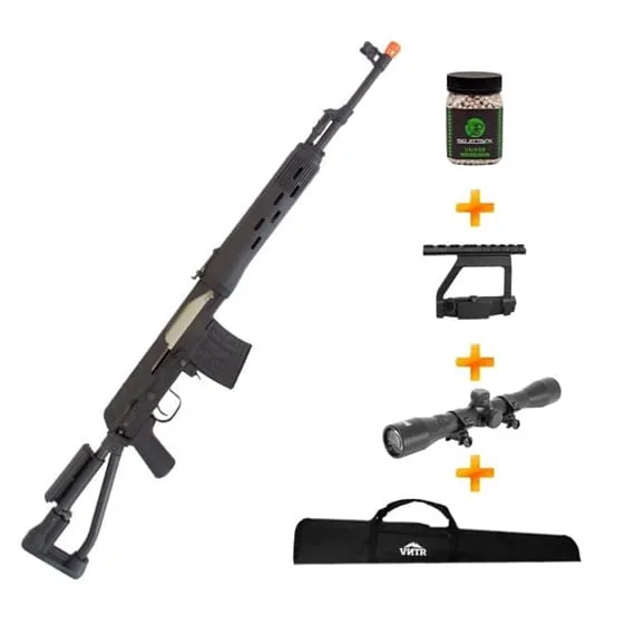 Sniper de Airsoft AEG SVD Dragunov CM057S FULL METAL CYMA + Capa + Luneta + Mount + BBs