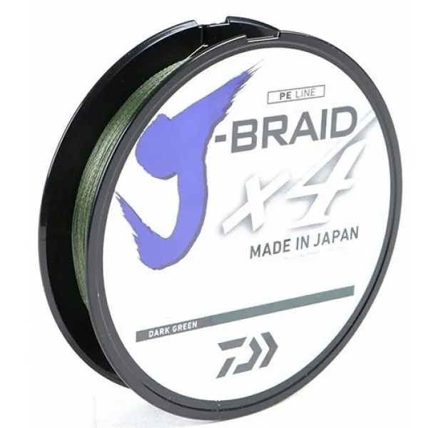 Linha multifilamento Daiwa J-Braid 4X - 0,25 mm - 30 lbs - 135 m - Verde